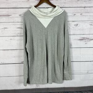 Focus Casual Life Shirt Top Womens‎ Large Gray Tunic Cowl Artsy Knit Minimalist